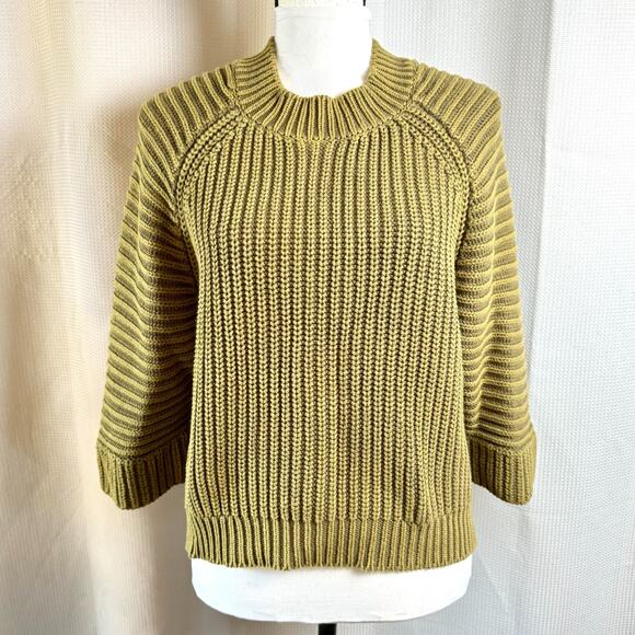 Anthropologie Maeve Mackenzie Chunky Ribbed Moss Green Size S Sweater in EUC - Picture 1 of 10